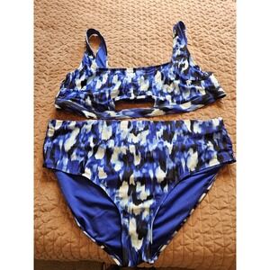 Time and Tru 2-Piece Bathing Suit Bikini Top and Bottom Tie Dye (24W-26W) 3XL